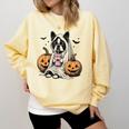Halloween Boston Terrier Ghost Comfort Colors Sweatshirt Butter