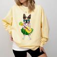 Hawaiian Boston Terrier Dog Pineapple Ukulele Summer For Men Women Girls Kids Comfort Colors Sweatshirt Butter
