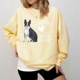 Just A Girl Who Loves Her Boston Terrier Puppy Love Comfort Colors Sweatshirt Butter
