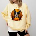 Pumpkin Boston Terrier Costume On Boston Terrier Halloween Comfort Colors Sweatshirt Butter