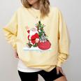 Santa Ugly Christmas Tree Lights Boston Terrier Dog Lover Comfort Colors Sweatshirt Butter