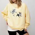 Skeleton Chasing Dog Boston Terrier Halloween Pet Lover Comfort Colors Sweatshirt Butter