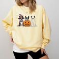 Spooky Ghost Boston Terrier Pumpkin Halloween Dog Lover Comfort Colors Sweatshirt Butter