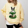 St Patrick's Day Leprechaun Boston Terrier Dog Shamrock For Men Women Kids Comfort Colors Sweatshirt Butter