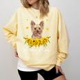 Sunflower Yorkie Mom Dog Lover Comfort Colors Sweatshirt Butter