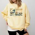 Surfing Boston Terrier Kanagawa Wave Japanese Dog For Men Women Kids Comfort Colors Sweatshirt Butter