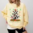 Ugly Sweater Christmas Tree Boston Terrier Dog Xmas Pajama Comfort Colors Sweatshirt Butter
