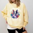 Watercolor Floral Boston Terrier Mama Dog Lover Mother's Day For Men Women Girls Kids Comfort Colors Sweatshirt Butter