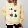 Xmas Lighting Tree Santa Riding Boston Terrier Christmas Comfort Colors Sweatshirt Butter