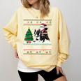 Xmas Tree Lighting Santa Riding Boston Terrier Christmas Comfort Colors Sweatshirt Butter