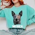 4th July Blue Heeler Dog Merica Patriotic USA Flag Cute Comfort Colors Sweatshirt Chalky Mint