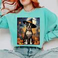 Aesthetic Halloween Boston Terrier Dog Witch Pumpkin For Men Women Kids Comfort Colors Sweatshirt Chalky Mint