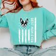 Best Boston Terrier Dog Mom Ever USA Flag For Men Women Kids Comfort Colors Sweatshirt Chalky Mint