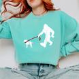 Bigfoot Walking With Bull Terrier Dog Comfort Colors Sweatshirt Chalky Mint