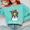 Birthday And Mother's Day -Boston Terrier Mom Comfort Colors Sweatshirt Chalky Mint