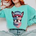 Boston Terrier 4th Of July US Merica Bostie Dog Patriotic For Men Women Kids Comfort Colors Sweatshirt Chalky Mint