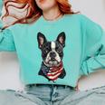Boston Terrier American Flag Comfort Colors Sweatshirt Chalky Mint