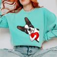 Boston Terrier Bostie Dog Kids Women Girls Comfort Colors Sweatshirt Chalky Mint