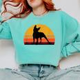 Boston Terrier Bostie Sunset Retro Dog Pet Mom Dad Comfort Colors Sweatshirt Chalky Mint
