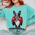 Boston Terrier Boxing Comfort Colors Sweatshirt Chalky Mint
