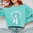 Boston Terrier Boy Cute Cartoon Dog Owner Pet Boston Terrier Comfort Colors Sweatshirt Chalky Mint