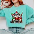 Boston Terrier Christmas Dogs Santa Reindeer Elf Comfort Colors Sweatshirt Chalky Mint