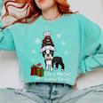Boston Terrier Christmas T Shirt-Life Is Merrier Premium Tri-Blend Comfort Colors Sweatshirt Chalky Mint
