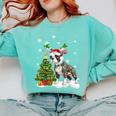 Boston Terrier Christmas Tree Lights Santa Hat Comfort Colors Sweatshirt Chalky Mint
