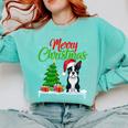 Boston Terrier Christmas Tree Lights Xmas Dog Lover Comfort Colors Sweatshirt Chalky Mint