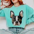 Boston Terrier Cute Puppy Face Dog Lover Pet Owner Comfort Colors Sweatshirt Chalky Mint