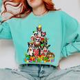 Boston Terrier Dog Christmas Tree Lights Xmas Pajama For Men Women Kids Comfort Colors Sweatshirt Chalky Mint