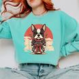 Boston Terrier Dog Japanese Style Samurai Dogs Comfort Colors Sweatshirt Chalky Mint