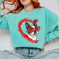 Boston Terrier Dog Mom Dad Valentine’s Day Pet Lover For Men Women Kids Comfort Colors Sweatshirt Chalky Mint