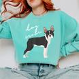 Boston Terrier Dog Mom Woman Women Comfort Colors Sweatshirt Chalky Mint