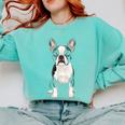 Boston Terrier Dog Motif Pet Art Boston Terrier For Men Women Kids Comfort Colors Sweatshirt Chalky Mint