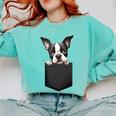Boston Terrier Dog Puppy Dog In Pocket Cute Pet Lover Comfort Colors Sweatshirt Chalky Mint