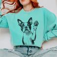 Boston Terrier Dog Raising Paw Idea Men Women Comfort Colors Sweatshirt Chalky Mint