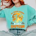 My Boston Terrier Dog Rides Shotgun Witch Halloween Men Women Comfort Colors Sweatshirt Chalky Mint