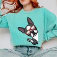 Boston Terrier Dog From Side Boston Bull Comfort Colors Sweatshirt Chalky Mint