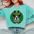 Boston Terrier Dog St Patricks Day Irish Pet Lover Men Women Kids Comfort Colors Sweatshirt Chalky Mint