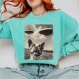Boston Terrier Dog UFO Alien Extraterrestrial Selfie Comfort Colors Sweatshirt Chalky Mint