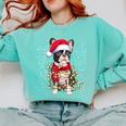 Boston Terrier Dog Ugly Christmas Dog Xmas For Men Women Kids Comfort Colors Sweatshirt Chalky Mint