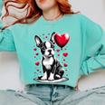 Boston Terrier Dog Valentine's Day Dog Owner Comfort Colors Sweatshirt Chalky Mint