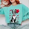 Boston Terrier Dog Valentine's Day Dog Owner Valentine Comfort Colors Sweatshirt Chalky Mint