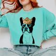 Boston Terrier Dog Wearing Crown For Men Women Girls Kids Comfort Colors Sweatshirt Chalky Mint