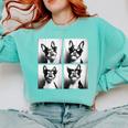 Boston Terrier Dogs With Sunglasses Photo Pets Meme Comfort Colors Sweatshirt Chalky Mint