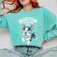 Boston Terrier Girl Cute Cartoon For Dog Owners Pet Terrier Comfort Colors Sweatshirt Chalky Mint