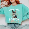 Boston Terrier Groovy World's Best Boston Mom Comfort Colors Sweatshirt Chalky Mint