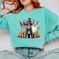 Boston Terrier Halloween Costume Mummy Witch Ghost Dog Lover For Men Women Kids Comfort Colors Sweatshirt Chalky Mint