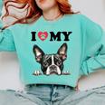 Boston Terrier I Heart My Dog Dog Lover Comfort Colors Sweatshirt Chalky Mint